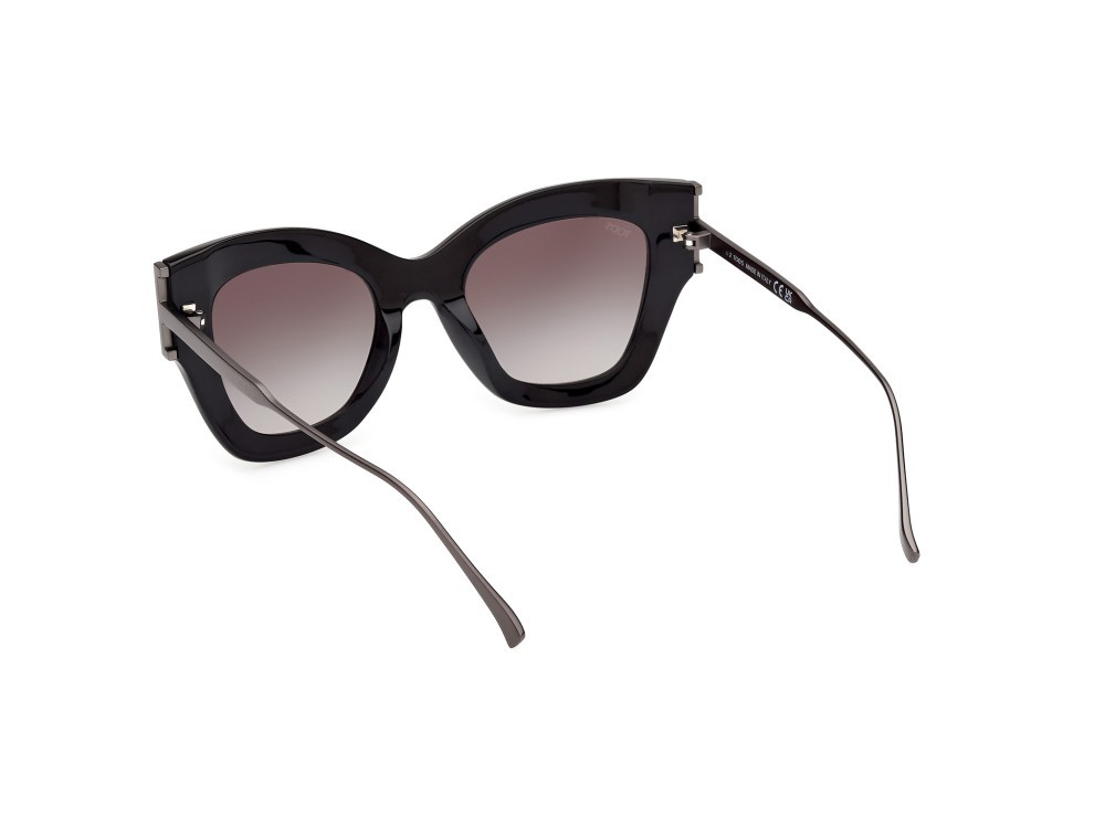 Occhiali da sole Tod's TO0373 (01B) colore nero lucido forma cat eye lenti fumo grad.