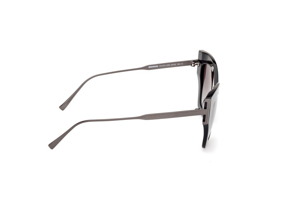 Occhiali da sole Tod's TO0373 (01B) colore nero lucido forma cat eye lenti fumo grad.