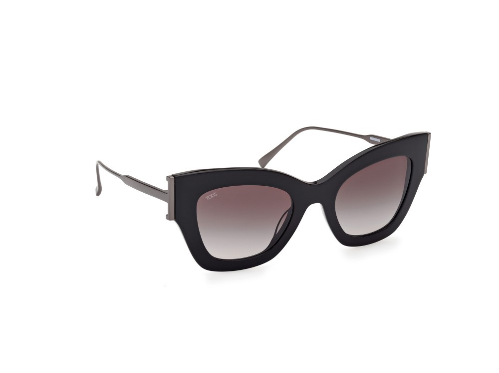Occhiali da sole Tod's TO0373 (01B) colore nero lucido forma cat eye lenti fumo grad.