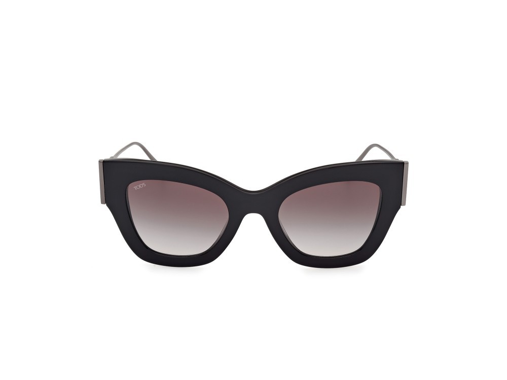 Occhiali da sole Tod's TO0373 (01B) colore nero lucido forma cat eye lenti fumo grad.