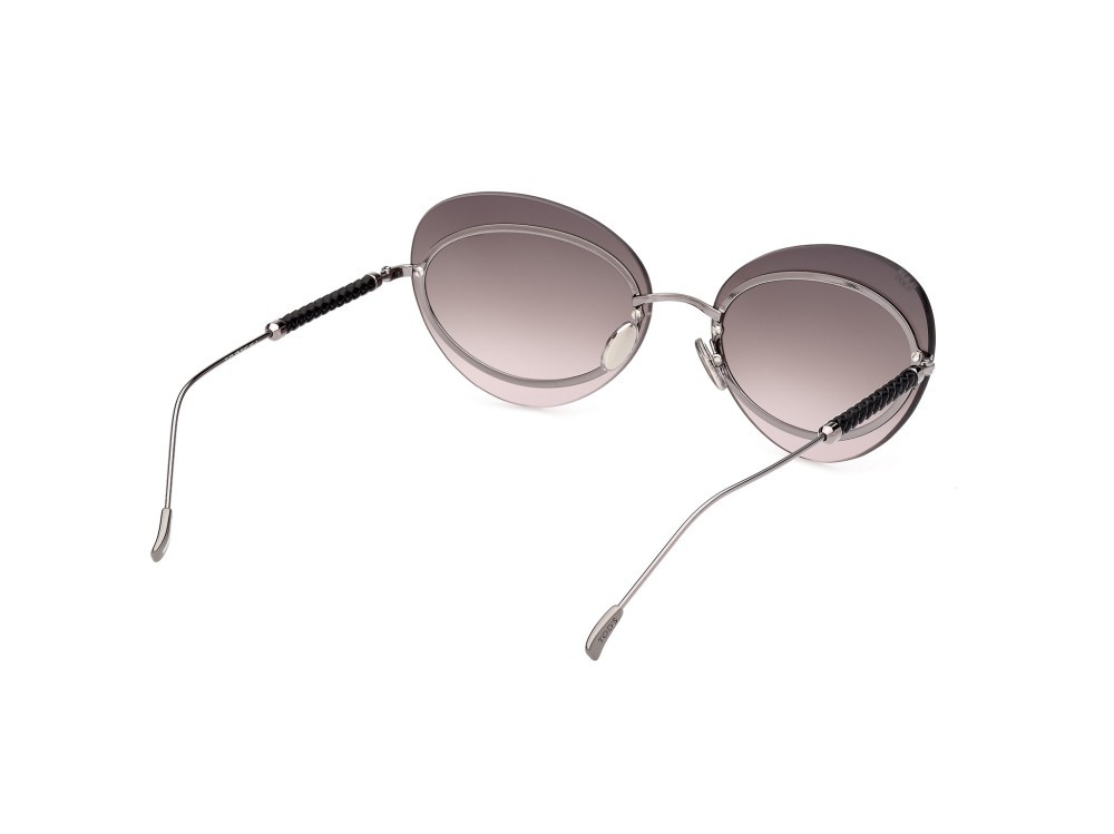 Occhiali da sole Tod's TO0375 (12B) colore rutenio scuro lucido forma cat eye lenti fumo grad.