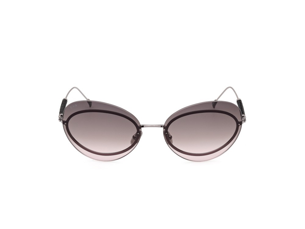 Occhiali da sole Tod's TO0375 (12B) colore rutenio scuro lucido forma cat eye lenti fumo grad.