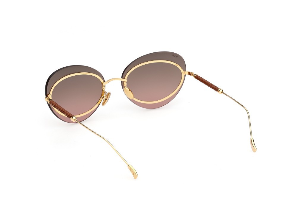 Occhiali da sole Tod's TO0375 (30P) colore oro endura lucido forma cat eye lenti verde sfumato