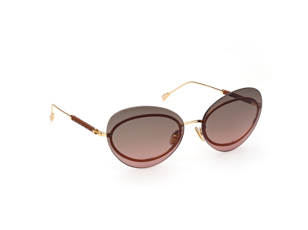 Occhiali da sole Tod's TO0375 (30P) colore oro endura lucido forma cat eye lenti verde sfumato