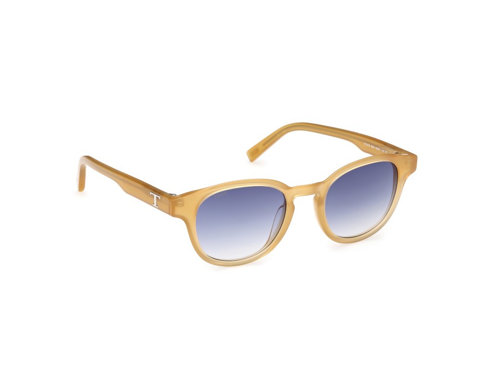 Sonnenbrillen Tod's TO0376 (39W) farbe giallo chiaro lucido form rund gläser blu sfumato