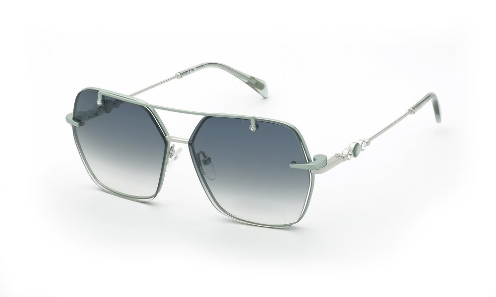 Occhiali da vista Blumarine UBM236S (0539) c/clip-on colore palladio lucido c/parti verde lenti smoke gradient yellow