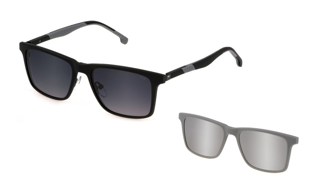 Occhiali da vista Fila UFI530 (531P) c/clip-on colore nero semilucido totale lenti smoke gradient