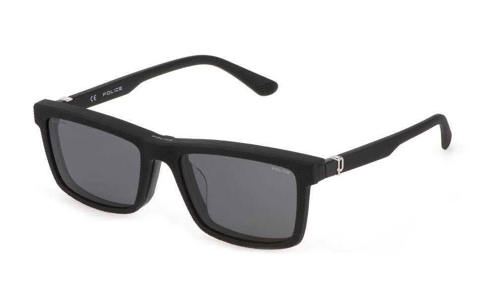 Brillen Police UPLF74 (700P) + clip-on farbe nero lucido gläser smoke