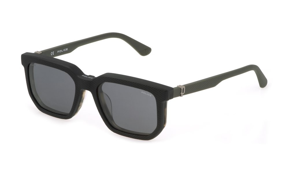 Brillen Police UPLF75 (N98P) + clip-on farbe verde striato lucido gläser smoke