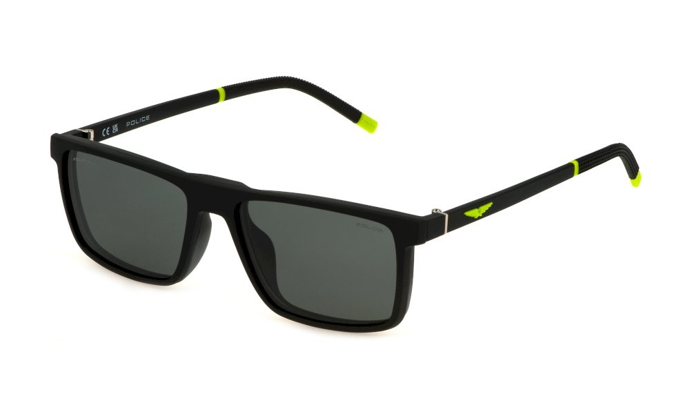 Brillen Police Solstice lite 1 UPLL74 (WT5P) + clip-on farbe nero sfumato grigio opaco gläser grey - green