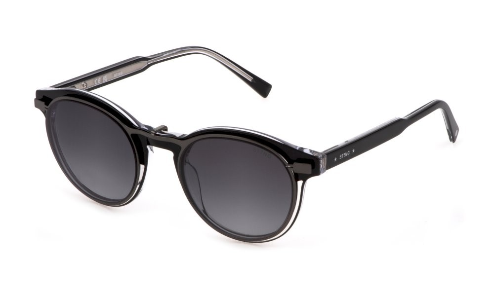 Brillen Sting UST452 (09W1) + clip on farbe top nero - cristallo lucido gläser smoke gradient