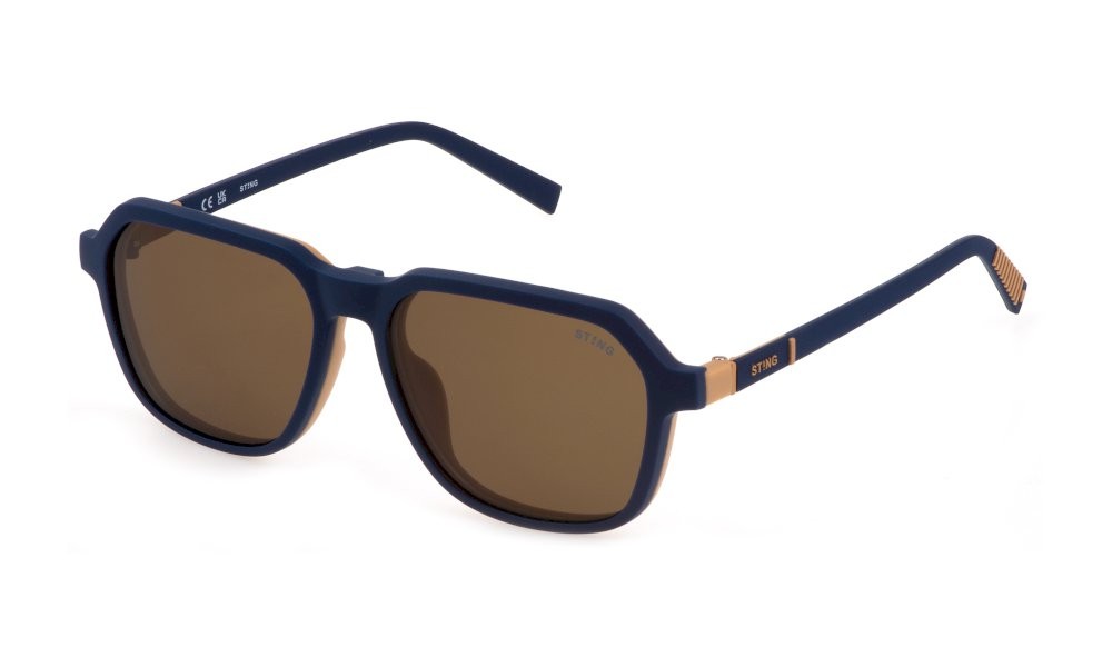 Brillen Sting Halo 2 UST473 (5AZP) + clip on farbe marrone c/parti blu gläser brown