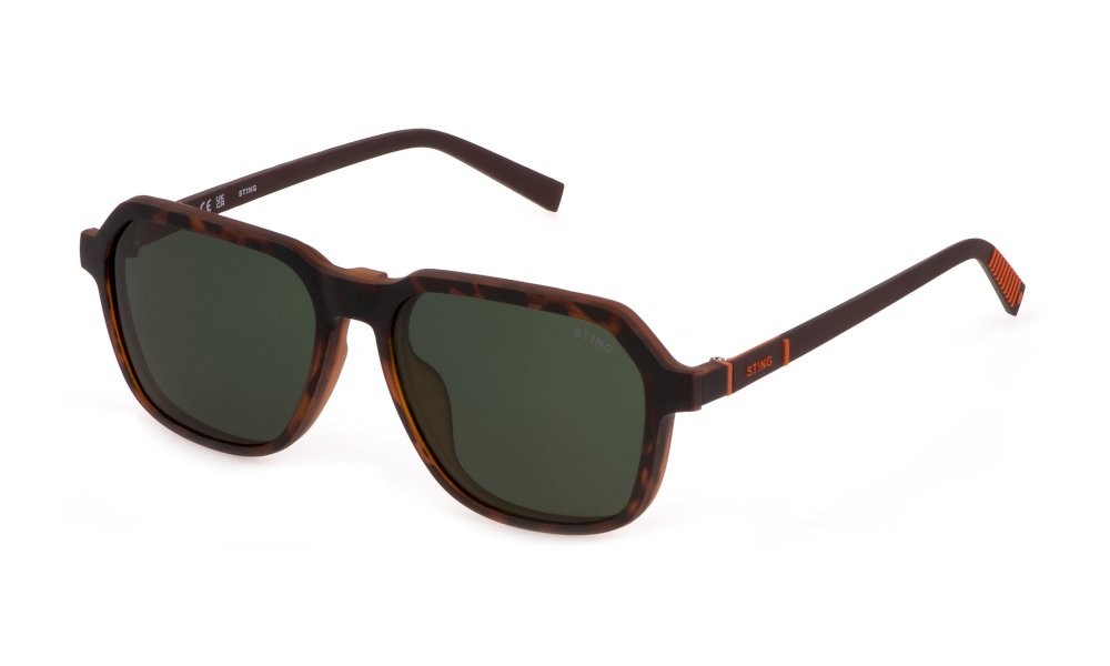 Occhiali da vista Sting Halo 2 UST473 (878P) + clip on colore avana scura opaca lenti green