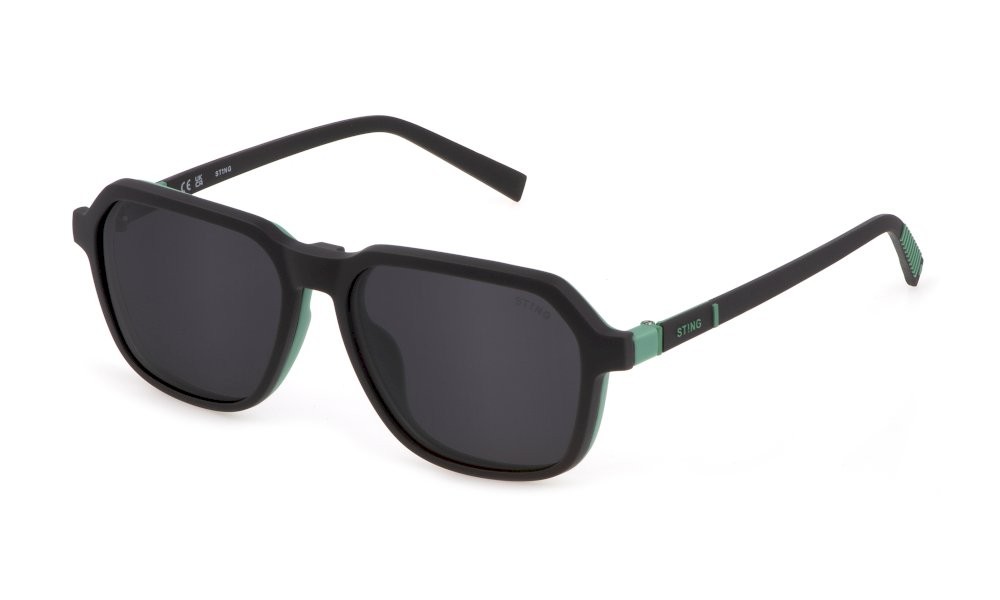 Occhiali da vista Sting Halo 2 UST473 (963P) + clip on colore grigio verde semilucido lenti smoke