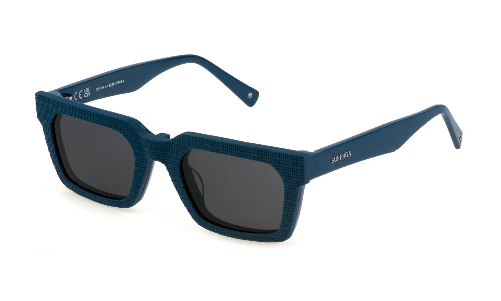 Brillen Sting UST496 (9LJP) + clip-on farbe blu pieno lucido gläser smoke