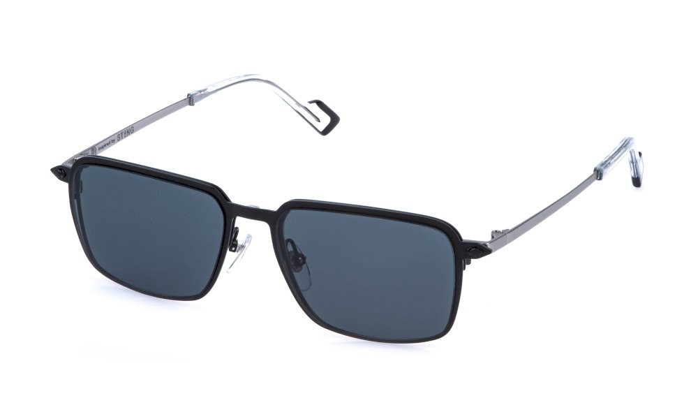 Occhiali da vista Sting UST566 (0653) c/clip-on colore nero lucido totale con parti palladio sa lenti smoke