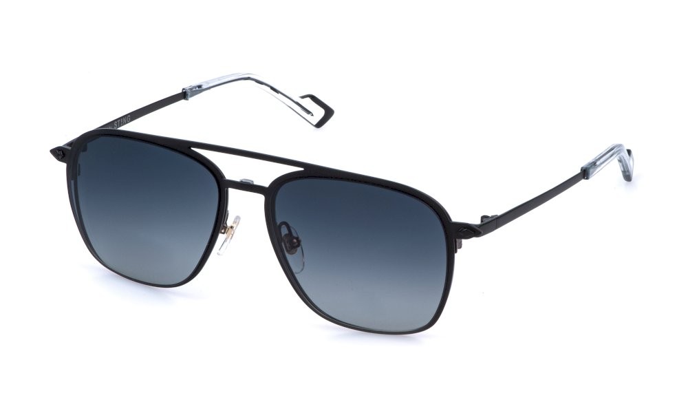 Occhiali da vista Sting UST567 (0Q46) c/clip-on colore nero semilucido c/parti colorate lenti smoke gradient smoke