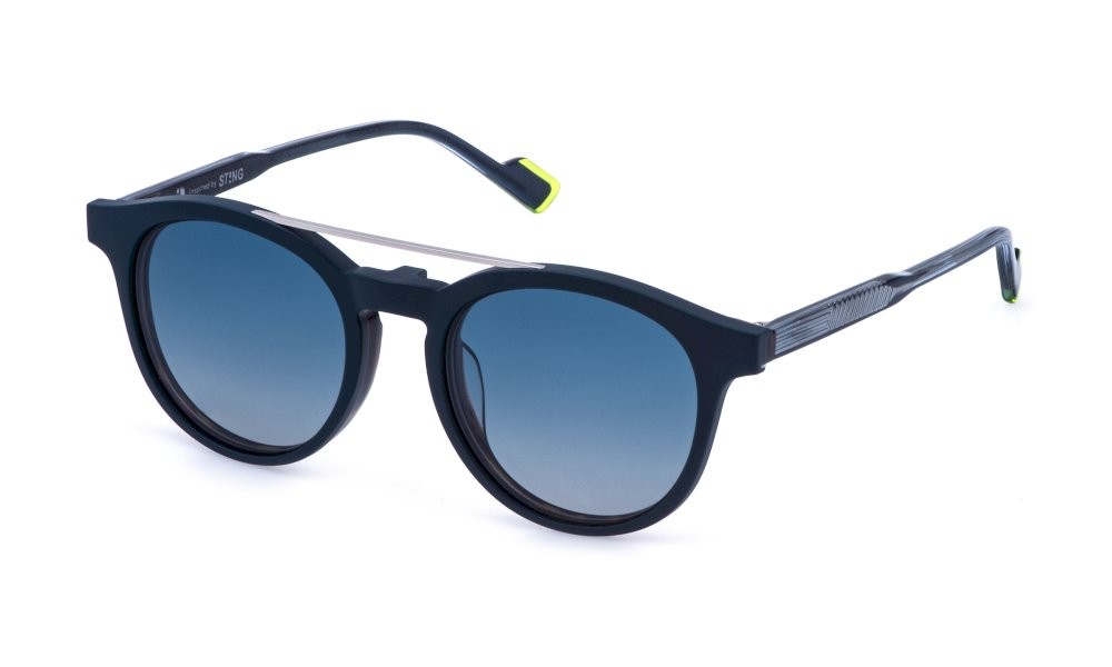 Eyeglasses Sting UST569 (722P) c/clip-on color avana scura lucida lenses blue gradient