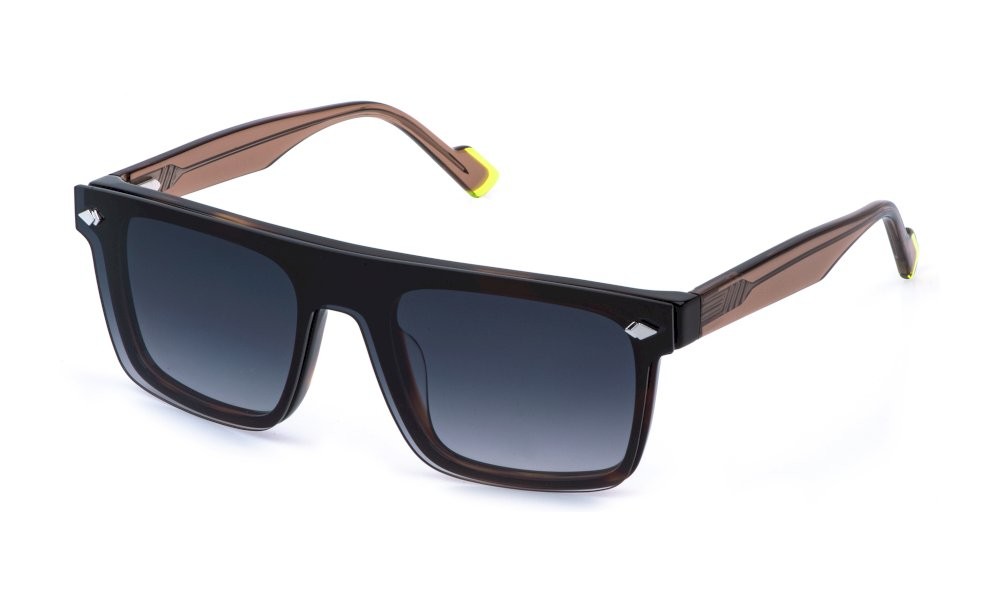 Eyeglasses Sting UST575 (0790) c/clip-on color avana scura lucida lenses smoke gradient