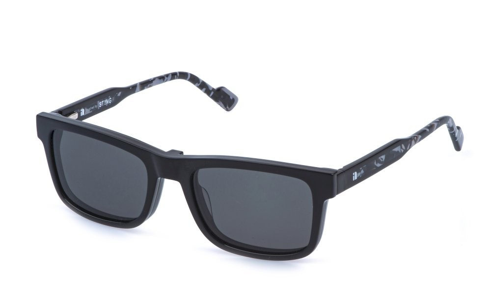 Eyeglasses Sting UST587 (700P) + clip-on color nero lucido lenses smoke