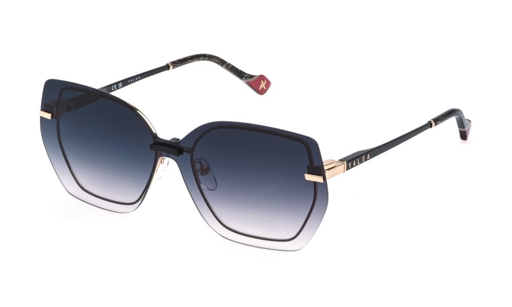 Eyeglasses Yalea Merritt UYA233 (0301) + clip-on color oro rose' luc.c/parti nero luc lenses smoke gradient