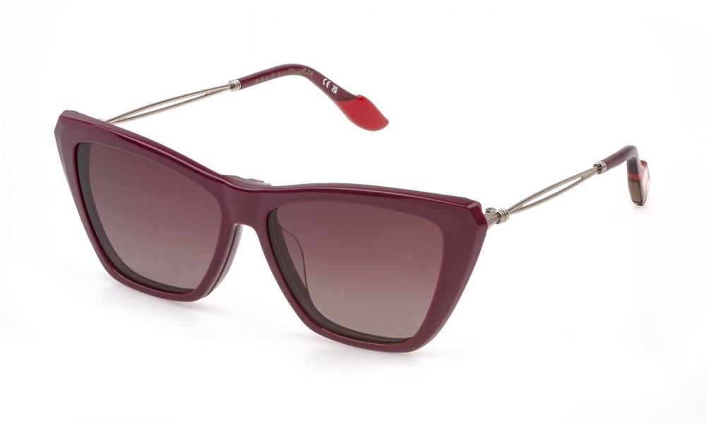 Eyeglasses Yalea Frida UYA249 (6UUP) + clip-on color lampone lucido lenses brown gradient