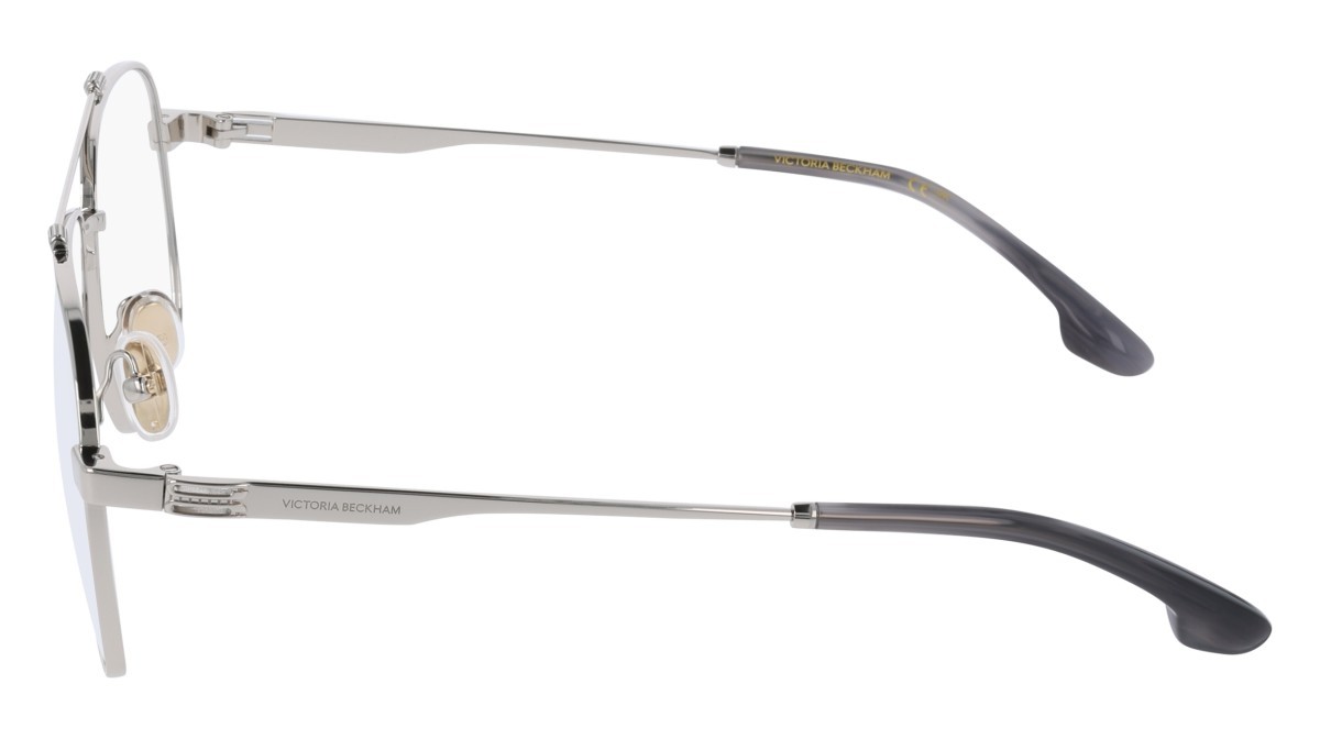 Brillen Victoria Beckham VB2138 (040) farbe silver form navigator gläser recycled demo lens w/ar blue on the front