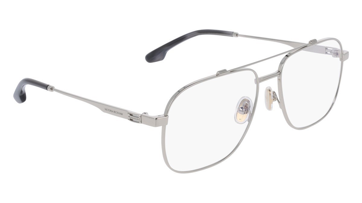 Brillen Victoria Beckham VB2138 (040) farbe silver form navigator gläser recycled demo lens w/ar blue on the front