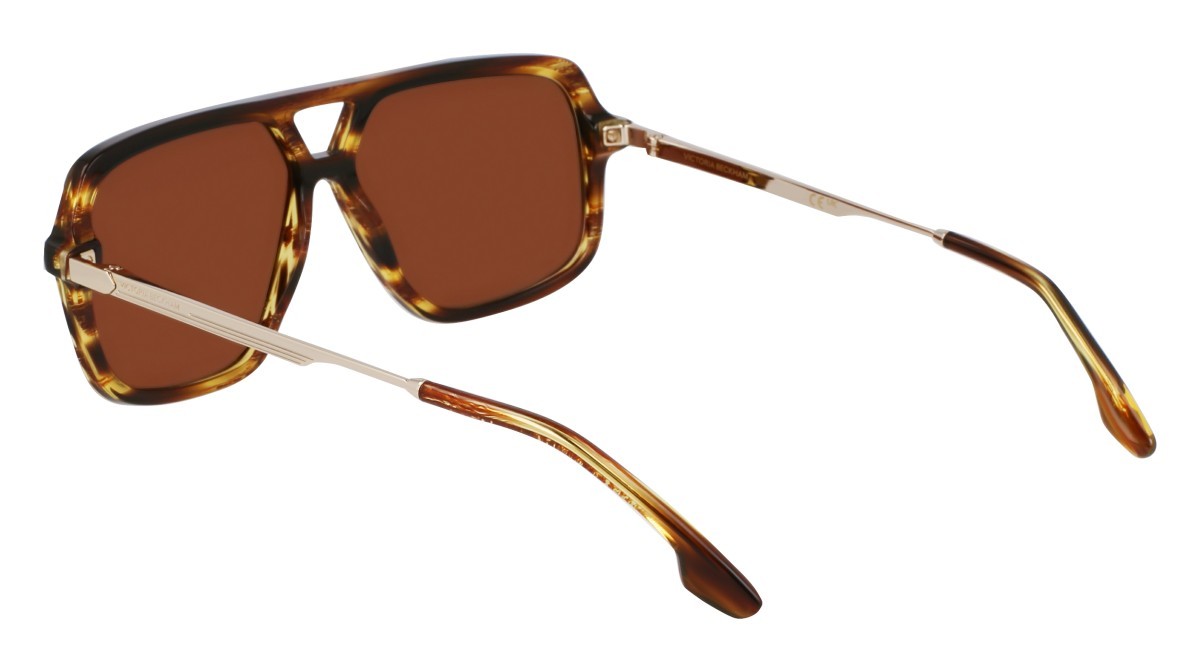 Sonnenbrillen Victoria Beckham VB246S (224) farbe striped tobacco form navigator gläser solid brown