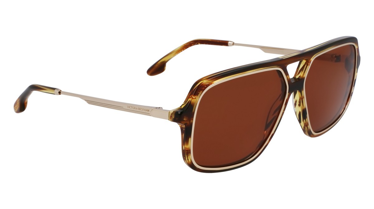 Sonnenbrillen Victoria Beckham VB246S (224) farbe striped tobacco form navigator gläser solid brown