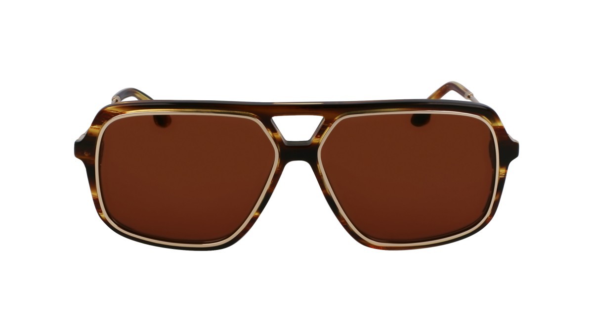 Sonnenbrillen Victoria Beckham VB246S (224) farbe striped tobacco form navigator gläser solid brown