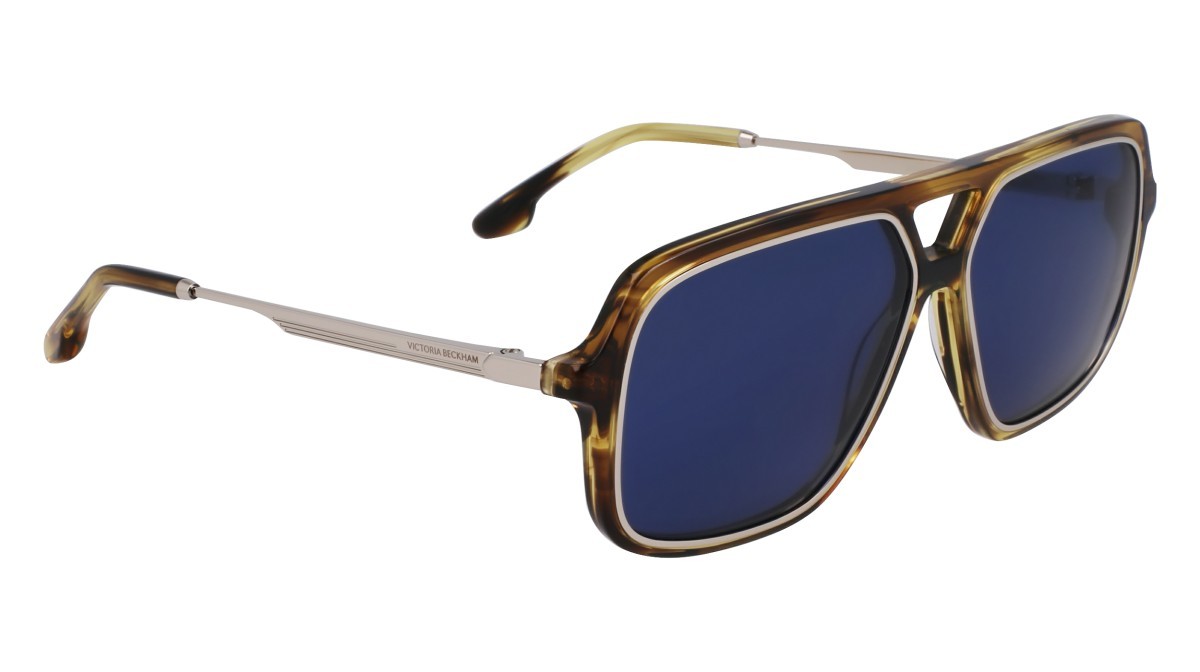 Sonnenbrillen Victoria Beckham VB246S (318) farbe striped khaki form navigator gläser solid denim
