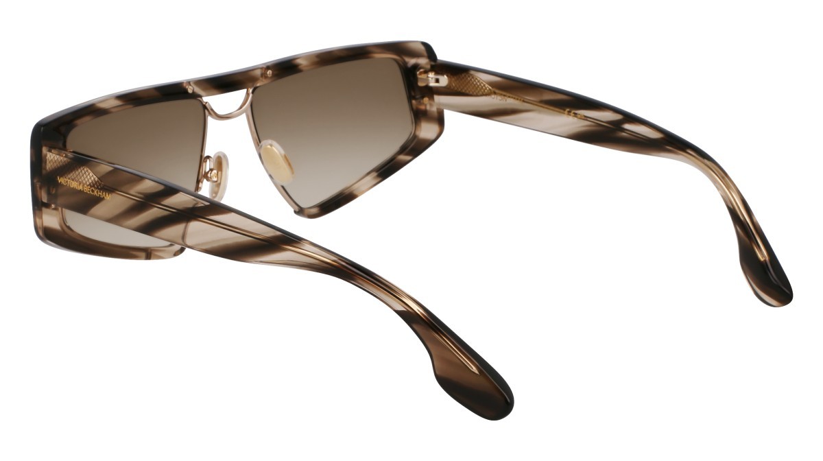 Sonnenbrillen Victoria Beckham VB247S (318) farbe striped khaki form rechteckig gläser gradient khaki