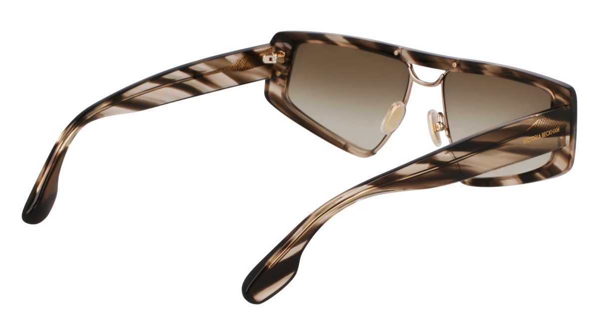 Sonnenbrillen Victoria Beckham VB247S (318) farbe striped khaki form rechteckig gläser gradient khaki