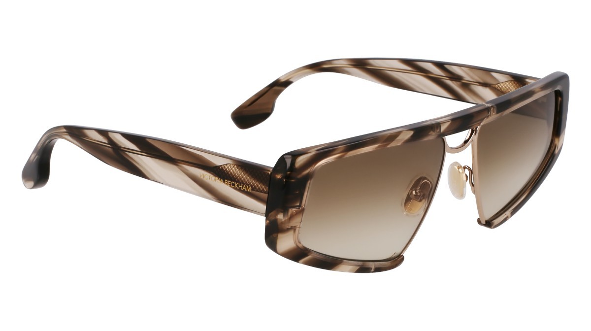 Sonnenbrillen Victoria Beckham VB247S (318) farbe striped khaki form rechteckig gläser gradient khaki