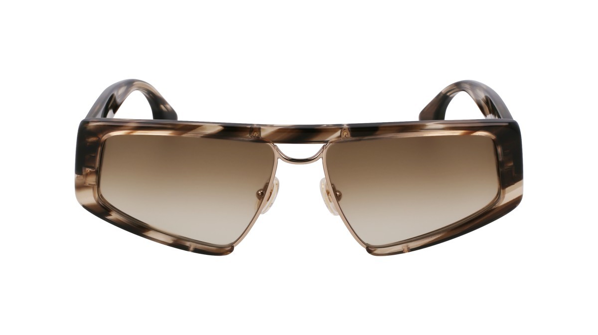 Sonnenbrillen Victoria Beckham VB247S (318) farbe striped khaki form rechteckig gläser gradient khaki