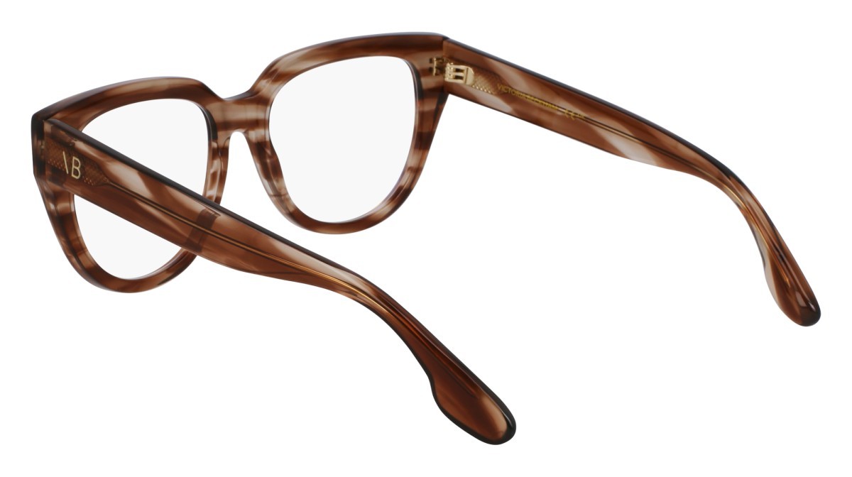Brillen Victoria Beckham VB2674 (230) farbe striped brown form rechteckig gläser recycled demo lens w/ar blue on the front