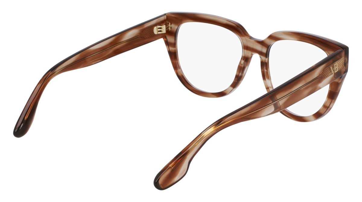 Brillen Victoria Beckham VB2674 (230) farbe striped brown form rechteckig gläser recycled demo lens w/ar blue on the front