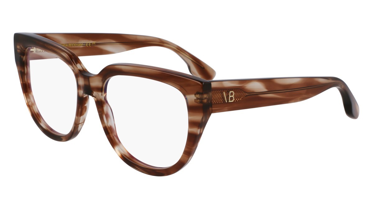 Brillen Victoria Beckham VB2674 (230) farbe striped brown form rechteckig gläser recycled demo lens w/ar blue on the front