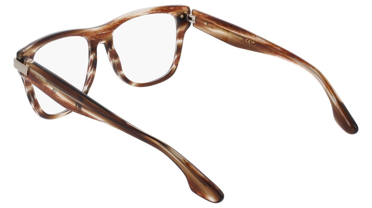 Brillen Victoria Beckham VB2676 (228) farbe light brown horn form rechteckig gläser recycled demo lens w/ar blue on the front