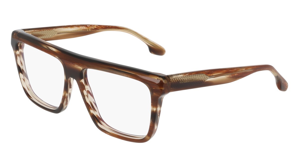 Brillen Victoria Beckham VB2678 (228) farbe light brown horn form rechteckig gläser recycled demo lens w/ar blue on the front