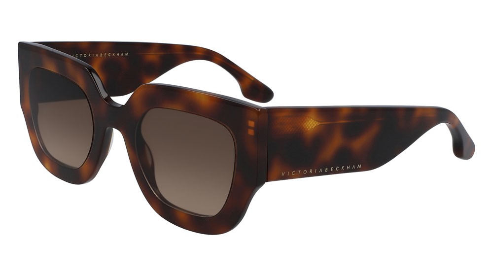 Sunglasses Victoria Beckham VB606S (215) color tortoise shape rectangle lenses double grad brown
