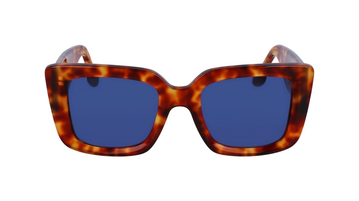 Sonnenbrillen Victoria Beckham VB653S (222) farbe blonde havana form rechteckig gläser solid blue
