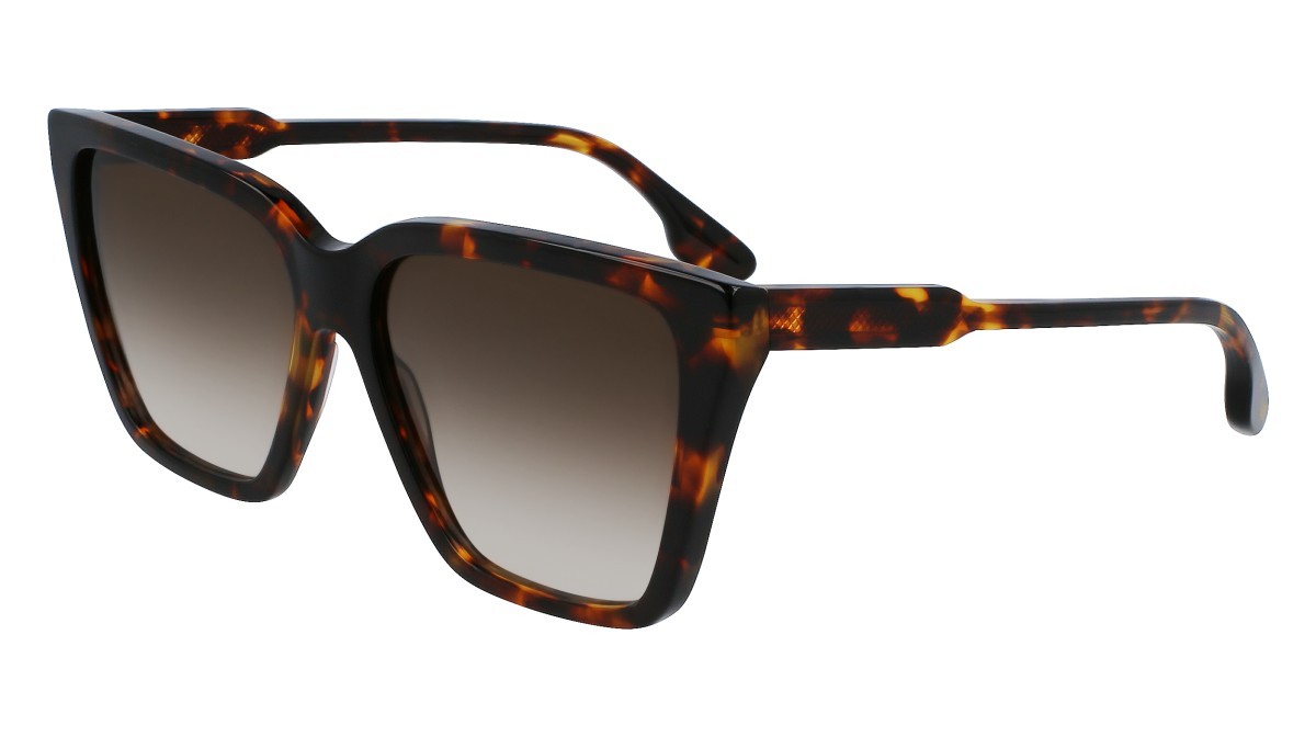 Sonnenbrillen Victoria Beckham VB655S (234) farbe dark havana form rechteckig gläser gradient brown