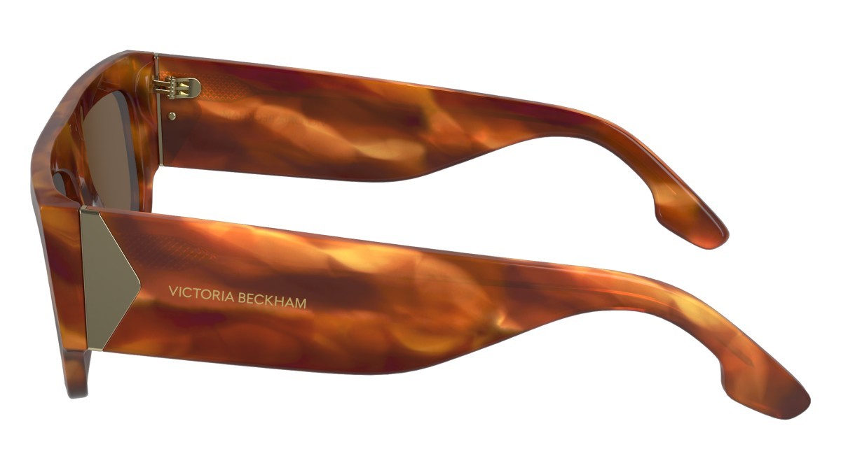 Sonnenbrillen Victoria Beckham VB666S (223) farbe striped blonde havana form rechteckig gläser solid brown