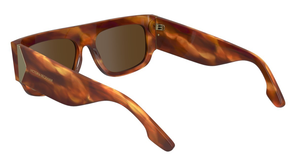 Sonnenbrillen Victoria Beckham VB666S (223) farbe striped blonde havana form rechteckig gläser solid brown