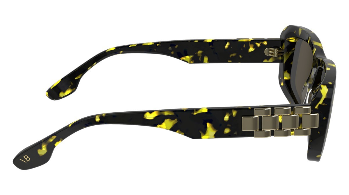 Sonnenbrillen Victoria Beckham VB669S (012) farbe black yellow havana form rechteckig gläser solid khaki