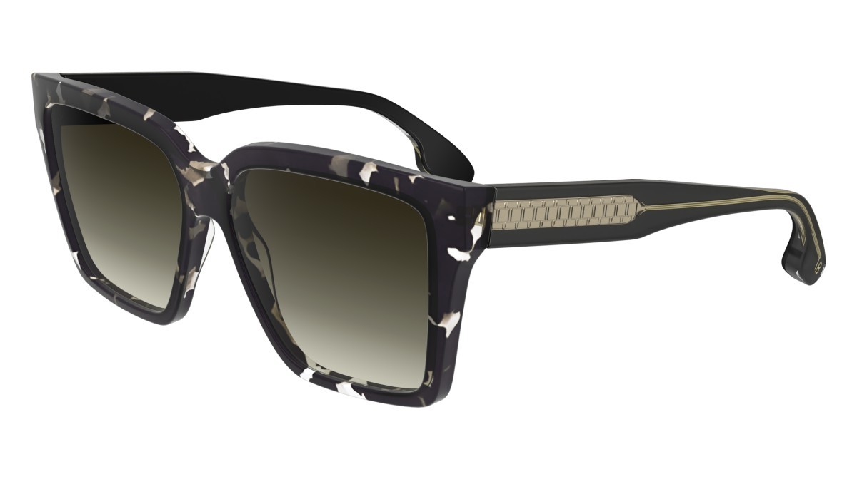 Sonnenbrillen Victoria Beckham VB672S (010) farbe black havana form rechteckig gläser gradient khaki