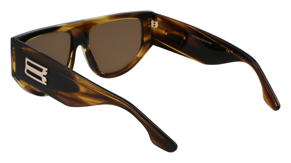 Sonnenbrillen Victoria Beckham VB676S (318) farbe striped khaki form rechteckig gläser solid green