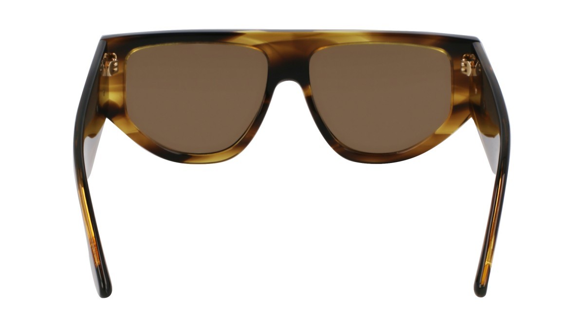 Sonnenbrillen Victoria Beckham VB676S (318) farbe striped khaki form rechteckig gläser solid green